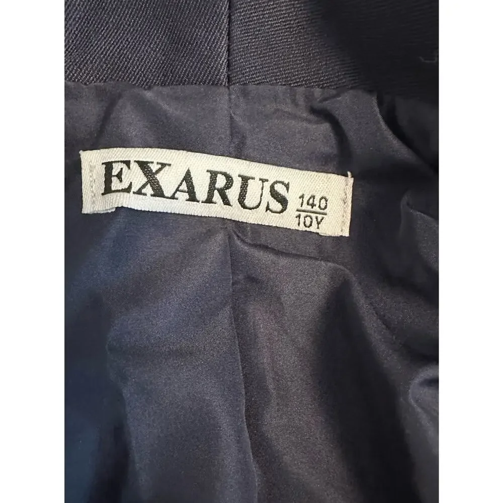 EXARUS Navy Blue Shawl Collar Open Front Blazer Jacket Kids Girls Size 10Y 140